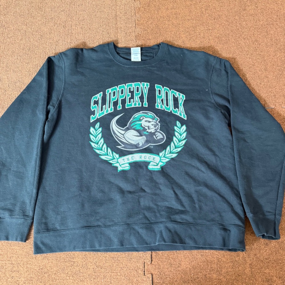 Port & Company Slippery Rock University The Rock Sweatshirt Mens XL Black Green‎